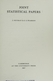 Cover of: Joint statistical papers.