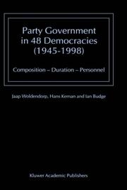 Party government in 48 democracies (1945-1998) by Jaap Woldendorp, J.J. Woldendorp, H. Keman, I. Budge