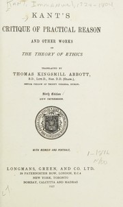 Cover of Kant's Critique of practical reason and other works on the theory of ethics by Immanuel Kant