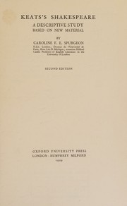 Cover of: Keats's Shakespeare: a descriptive study based on new material