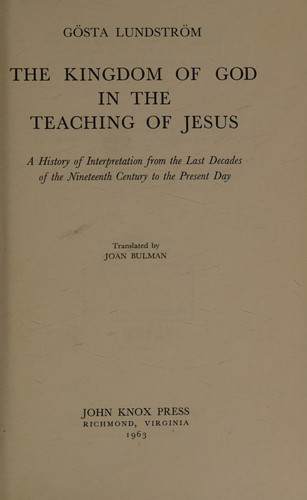 The kingdom of God in the teaching of Jesus