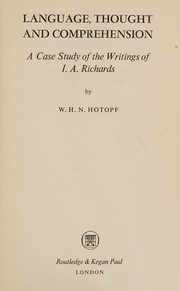 Cover of: Language, thought and comprehension by W. H. N. Hotopf, W. H. N. Hotopf