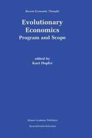 Cover of: Evolutionary Economics: Program and Scope (Recent Economic Thought, Volume 74) (Recent Economic Thought)