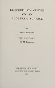 Cover of: Lectures on curves on an algebraic surface.