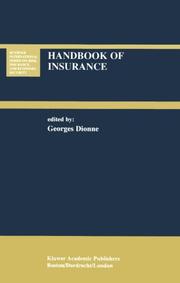 Cover of: Handbook of Insurance (Huebner International Series on Risk, Insurance and Economic Security Volume 22)