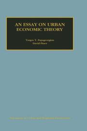 Cover of: An  essay on urban economic theory