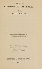 Cover of: MALAYA by Victor Purcell, Victor Purcell