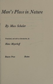 Cover of: Man's place in nature