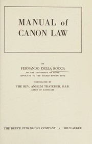 Cover of: Manual of canon law.