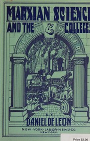 Cover of: Marxian Science and the Colleges