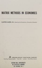 Cover of: Matrix methods in economics
