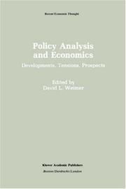 Cover of: Policy analysis and economics: developments, tensions, prospects