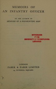 Cover of: Memoirs of an Infantry Officer by the Author of Memoirs of a Fox-Hunting Man.