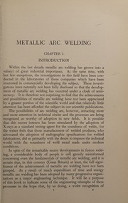 Cover of: Metallic arc welding
