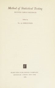 Cover of: Method of statistical testing, Monte Carlo method