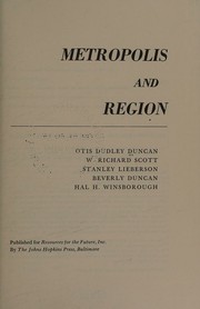 Cover of: Metropolis and region