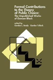 Cover of: Formal Contributions to the Theory of Public Choice: The Unpublished Works of Duncan Black