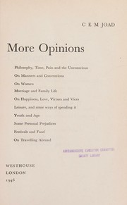 Cover of: ... More opinions .. by C. E. M. Joad, C. E. M. Joad