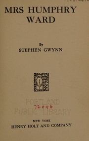 Cover of: Mrs. Humphry Ward by Stephen Gwynn, Stephen Gwynn