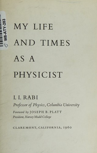 cover of My life and times as a physicist