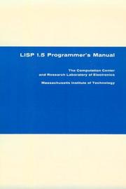 Cover of: LISP 1.5 Programmer's Manual by John McCarthy