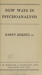Cover of: New Ways in Psycholanalysis