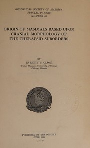 Cover of: Origin of Mammals Based Upon Cranial Morphology the Therapsid Suborders
