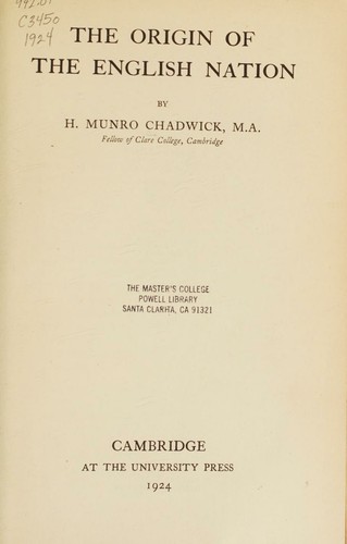 cover of The Origin of the English Nation