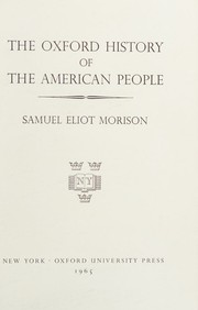 Cover of: The Oxford History of the American People