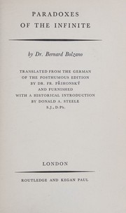 Cover of Paradoxes of the infinite by Bernard Bolzano