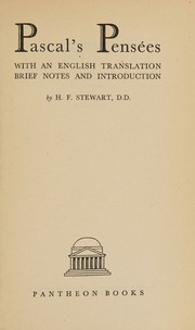 Cover of: Pascal's Pensées, with an English translation, brief notes and introd. by H.F. Stewart.