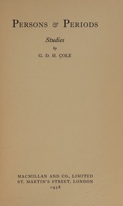 Cover of: Persons and Periods: Studies.