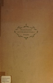 Cover of: Place names of the High Sierra