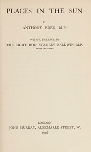 Cover of: Places in the sun by Anthony Eden, Anthony Eden