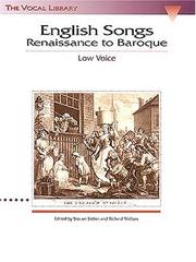 Cover of: English Songs: Renaissance to Baroque - Low Voice (Book only): The Vocal Library