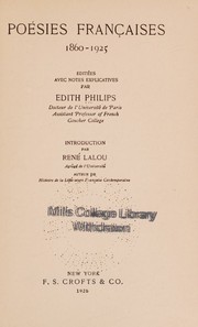 Cover of: Poesies Francaises 1860 1925 by Edith Philips, Edith Philips