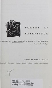 Cover of: Poetry as experience
