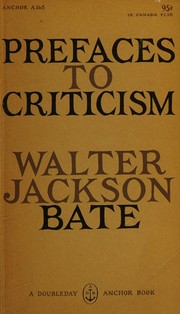 Cover of: Prefaces to Criticism