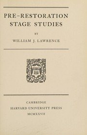 Cover of: Pre-restoration stage studies.