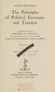 Cover of Principles of Political Economy and Taxation by David Ricardo