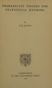 Cover of: Probability theory for statistical methods by F. N. David, F. N. David