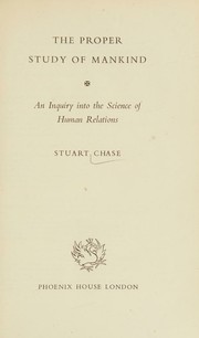 Cover of: The proper study of mankind
