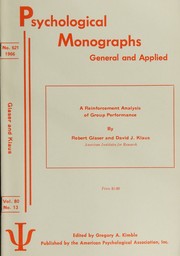 Cover of: A reinforcement analysis of group performance by Glaser, Robert, Glaser, Robert
