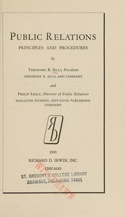 Front cover of Public relations, principles and procedures by Theodore R Sills