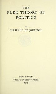 Cover of: The pure theory of politics