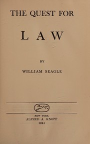 Front cover of The quest for law by William Seagle