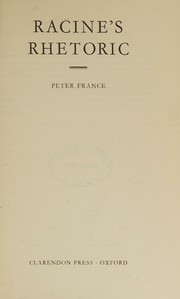 Cover of: Racine's Rhetoric.