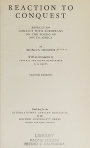 Cover of: Reaction to Conquest by Monica Hunter, Monica Hunter
