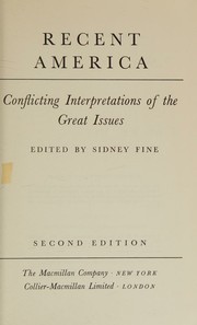 Cover of Recent America, conflicting interpretations of the great issues by Sidney Fine