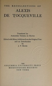 Cover of: The Recollections of Alexis De Tocqueville